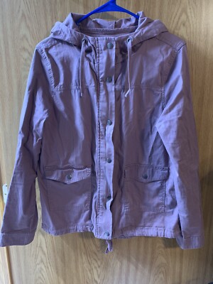 SO Womens Large Zip/Button Up Lightweight Cotton Jacket Tie Bottom Mauve Color