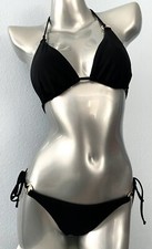 Victoria's Secret New Black Gold Ring Triangle Top Side Tie Bikini Bottom Set