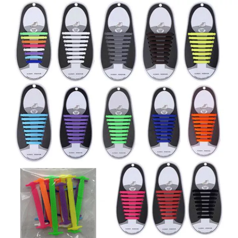 YUNDAP 16-pack Lazy Elastic Silicone Shoelaces No Tie Running Sneakers Shoe  Strings,No Tie Shoelaces,Silicone tieless Elastic Shoe Lace for Flat  Sneakers Board Shoes-Waterproof,Easy to clean 