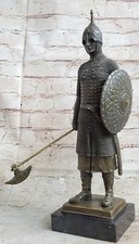 Handcrafted Medieval Knight with Armor Custom Bronze Sculpture Figurine