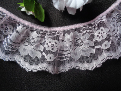 Ruffled lace, 3 inch wide pink color price per yard