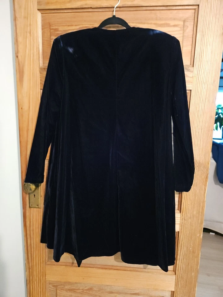 Abrigo De Colección Años 80 Mujer S* Terciopelo Negro Vacaciones Evento Noche Ópera Gótico Bolsillos Largos Foto 4 de 4