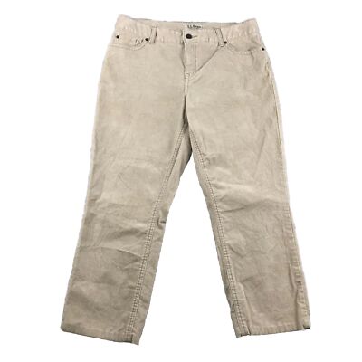 LL Bean Pants Womens 10 Regular Beige Corduroy Favorite Fit Straight Leg