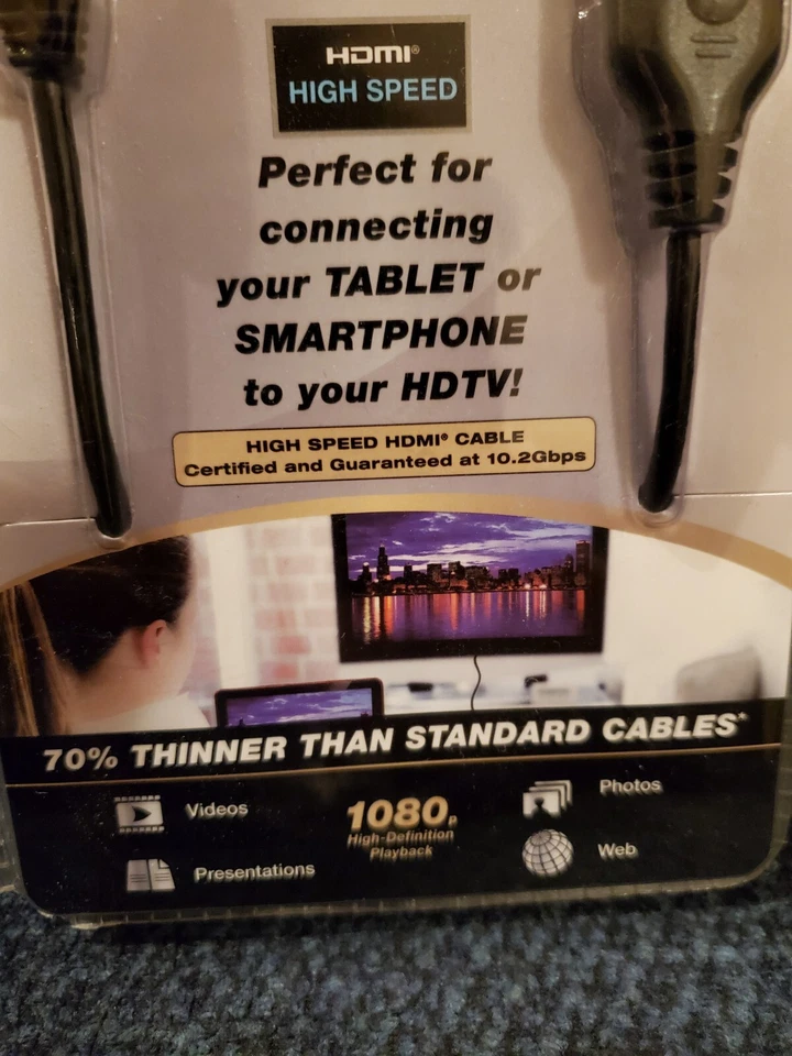 PNY (CHA10AD10T) HDMI 10ft Ultra Thin Cable HDMI Micro to HDMI - Image 2 of 4