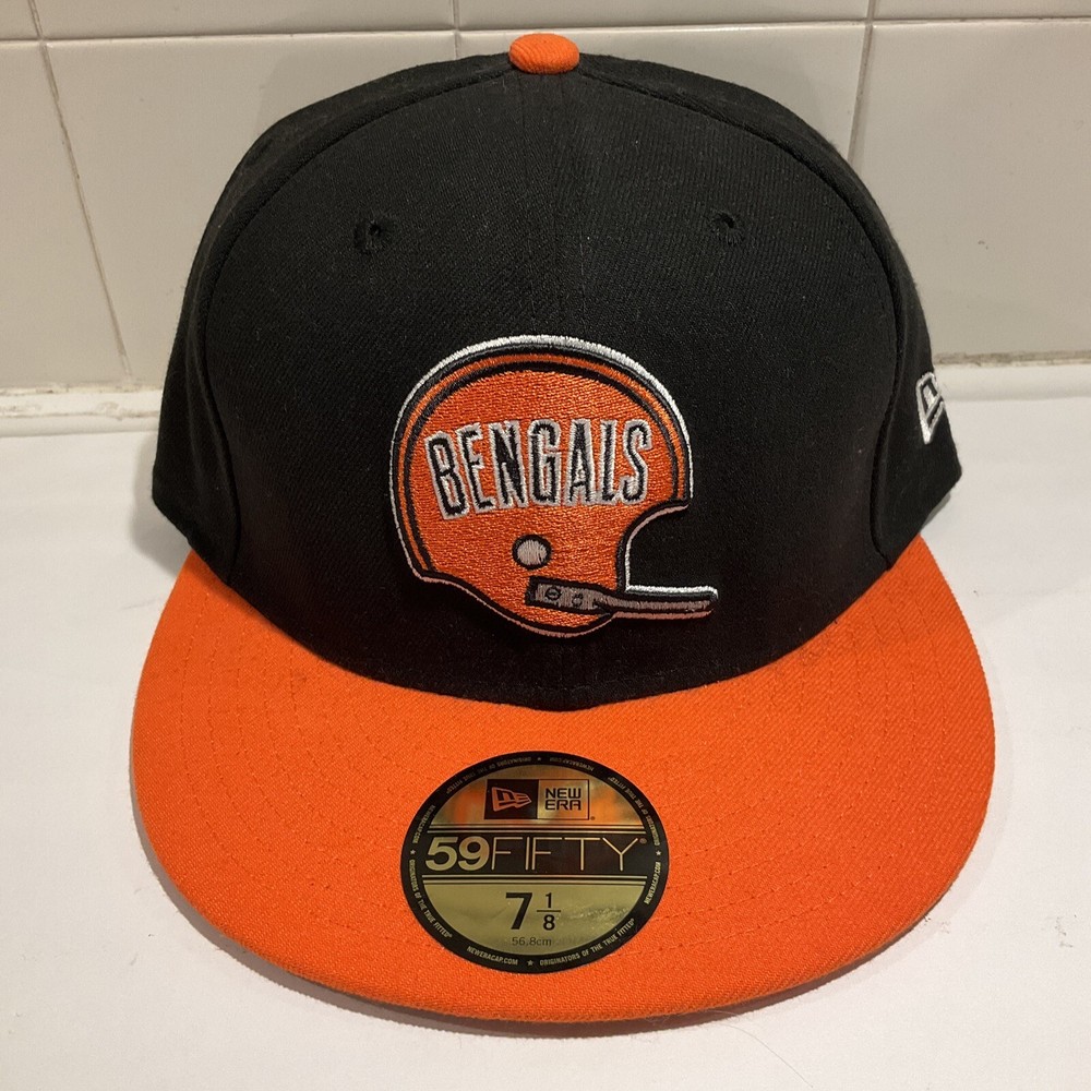 CINCINNATI BENGALS NFL NEW ERA 59FIFTY HISTORIC RETRO THROWBACK FITTED HAT 7 1/8
