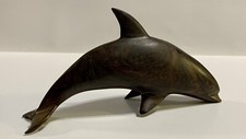 Vintage Carved 10&rdquo; x 5&rdquo; Ironwood Dolphin Wood Figure Ocean Sea Art