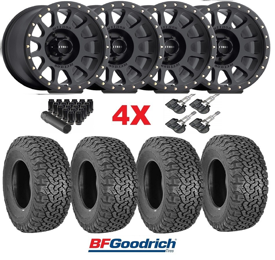 METHOD BLACK WHEELS TIRES 285 70 17 BFGOODRICH KO2 ALL AT OBS 4X4
