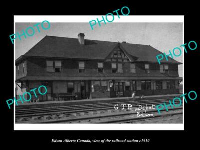 OLD 8x6 HISTORIC PHOTO OF EDSON ALBERTA CANADA RAILROAD STATION c1910
