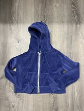 Girl's Ever After Blue Terry Fabric Full Zip Hooded Jacket- Size 8- Pre-owned