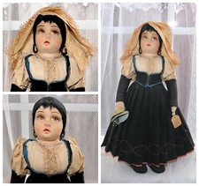 Bambola in feltro tipo Alberani Vecciotti Milano Lenci anni 50 made in Italy 12,25"