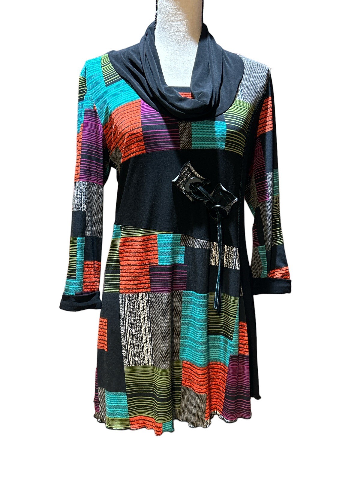 Joseph Ribkoff Women Sz 10 Dress/Tunic Colorblock Fairycore Whimsy Goth