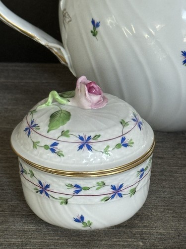 Juego/3 Herend Guirnalda Azul Rosa Top Tetera Juego de Té Crema Azúcar Cuenco - Imagen 8 de 16
