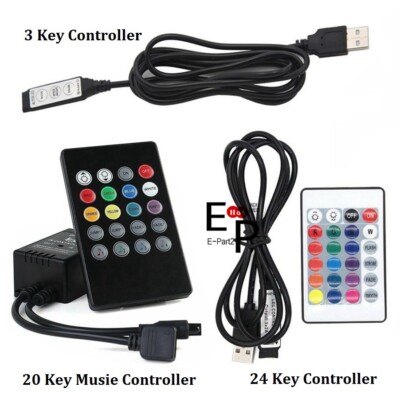 4 Pin USB RGB LED Light Music Sound Controller For 3528 5050 1M 3Key ...