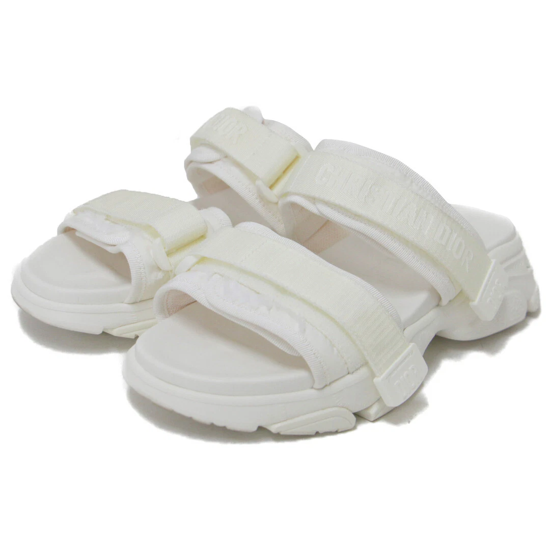 Sandales Dior Christian sport blanches 37 (24,0 cm) semelle plate épaisse occasion BEEG 0