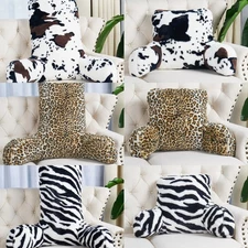 Animal Print Reading Pillow with Arms – Plush Bedrest Back Support for Dorm Gift