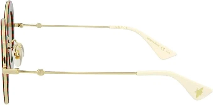 Gafas de sol redondas de plástico rojo Gucci GG 0113S 007 lentes amarillas, 44-30-140 Foto 2 de 4