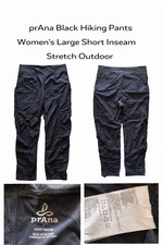 prAna Black Hiking Pants Women  s Large Short Inseam Stretch Outdoor