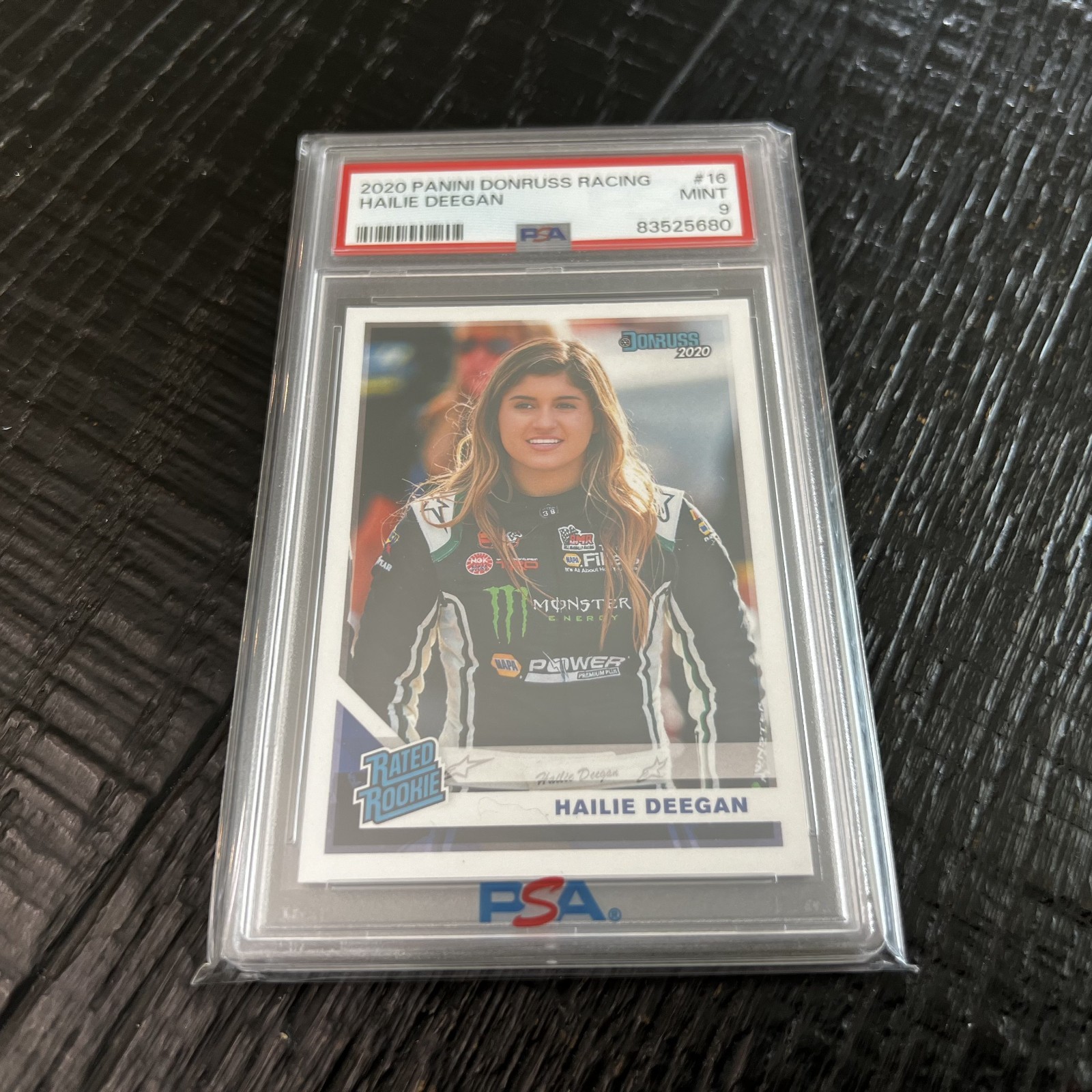 2020 Panini Donruss Racing Hailie Deegan Rated Rookie RC #16 PSA 9 Mint view 1