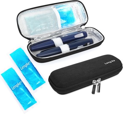 YOUSHARES Portable Insulin Cooler Travel Case - TSA Approved Pure black 