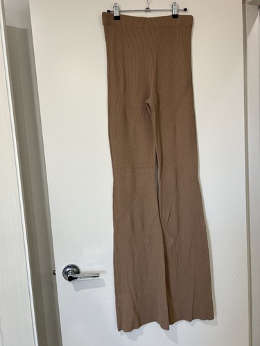 Dion Lee Women's Pants Lounge Wear Leggings Knit Wide Leg Brown Size AU L - Picture 2 of 12
