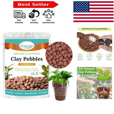 Organic Hydroton Clay Pebbles, 4 LB for Terrariums & Aquaponics - 100% Natural