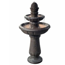 Waterfall Fountain 39 Inch Pineapple Pedestal 2 Tier Outdoor Backyard Teamson