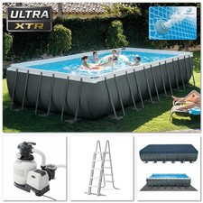 Intex 26364 Piscina Ultra XTR Frame Rettangolaree 732x366x132cm, Pompa, Scaletta
