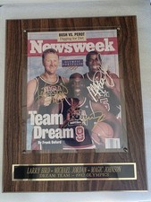 Michael Jordan Larry Bird Magic Johnson Signed Auto Newsweek 1992 Dream Team