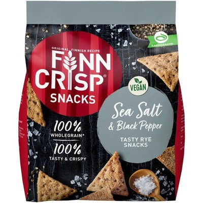 Finn Crisp Rye Snacks Meersalz 150g | Veganer Vollkorn Roggenchips...