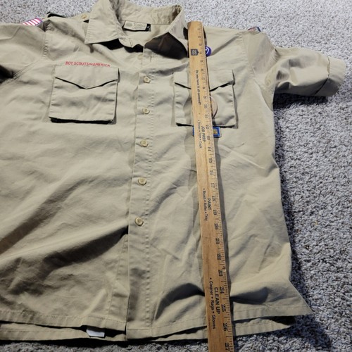 Boy Scout BSA UNIFORM SHIRT Men’s Medium Beige Short Sleeve Tan Short Sleeve - Picture 5 of 7