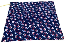 Throw RED WH & BLU SAILBOATS ON NAVY BACKGROUND FLEECE FABRIC  Other Side Stripe