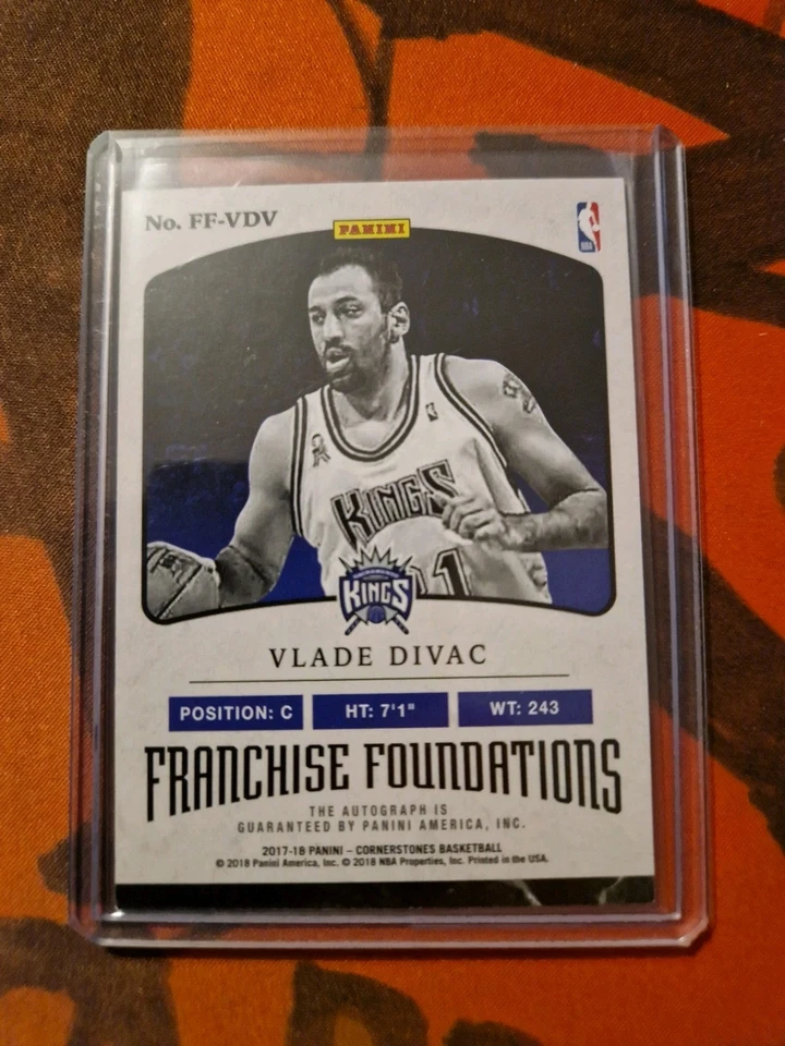 VLADE DIVAC 2017-18 Panini CORNERSTONES FRANCHISE FOUNDATIONS #FF-VDV Auto /159 - Image 2 of 3