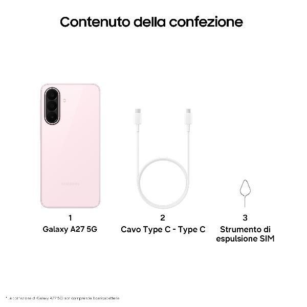 Galaxy a27 5g 17 cm (6.7") dual sim ibrida android 16.0 usb tipo-c 6 gb 128 gb 5000 mah rosa chiaro - Immagine 6