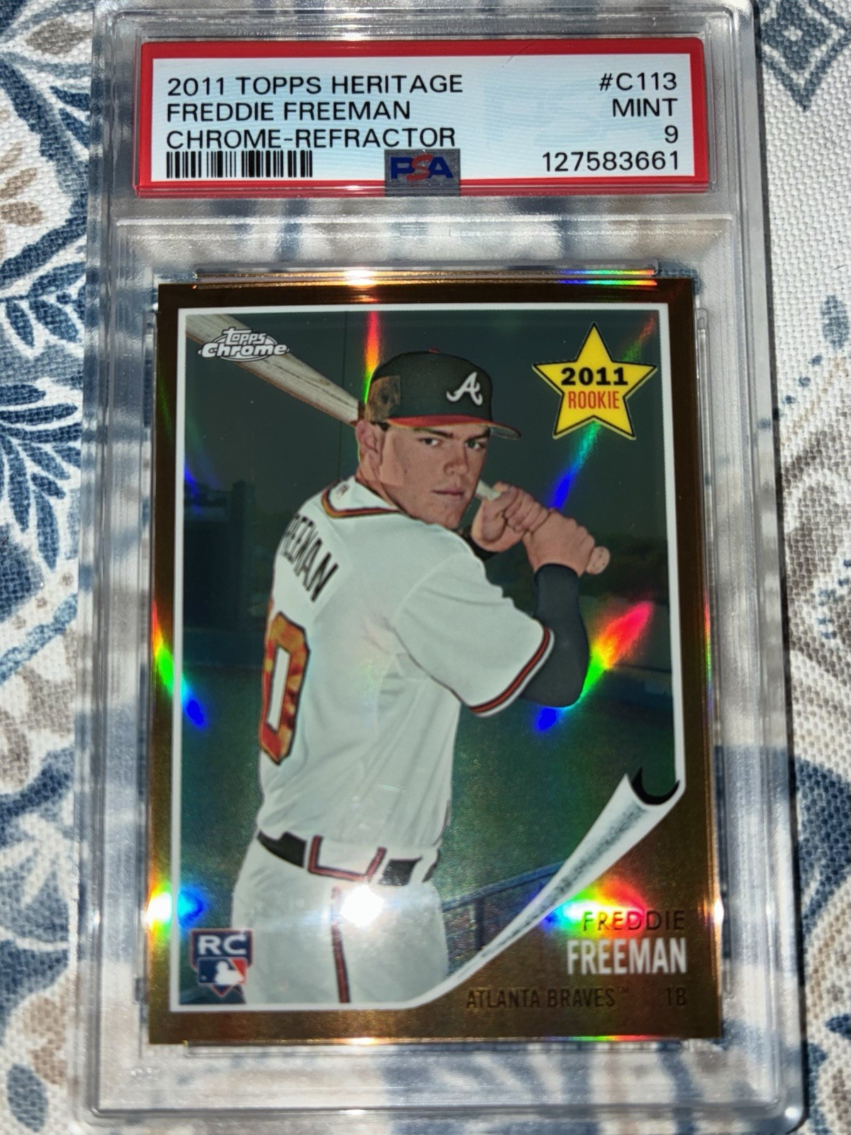2011 Topps Freddie Freeman Heritage Chrome Refractor #C113 526/562 RC PSA 9 MINT