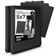 5X7 Photo Album 2-Pack, 24 Sleeves for Art, Pictures & Postcards