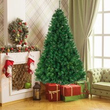 5.5/6/7/8 FT Artificial PVC Christmas Tree W/Stand Holiday Season Indoor Outdoor