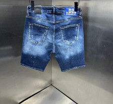 Dsquared2 DSQ 108 pantaloncino denim uomo blu invecchiato slim fit jeans firmati 