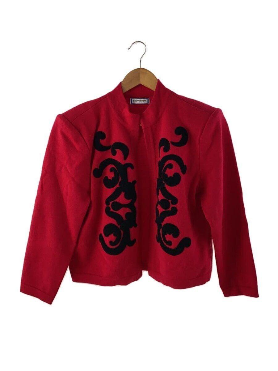 YVES SAINT LAURENT CARDIGAN (THIN M PATCH WOOL RED ST31-636 YVES SAINT LAURENT CARDIGAN (THIN M PATCH WOOL RED ST31-636