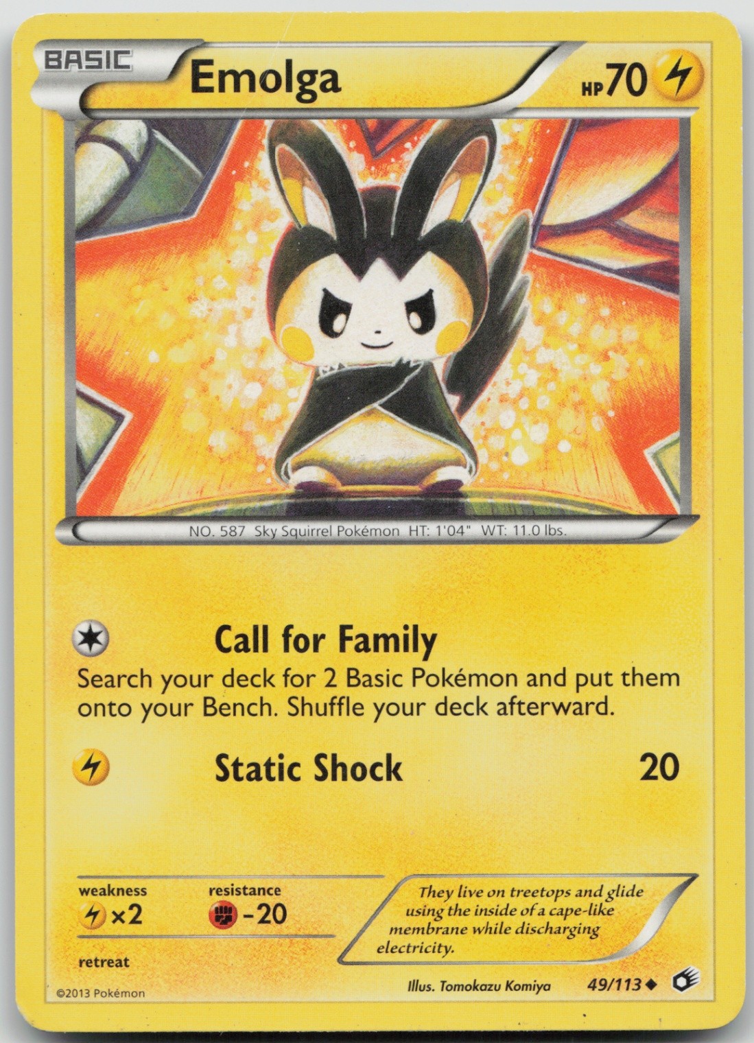 Emolga 49/113 Uncommon Legendary Treasures LP Normal