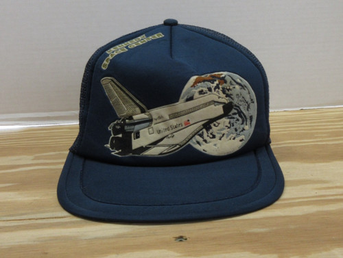 VINTAGE Kennedy Space Center Hat Cap Men Snapback Blue NASA Shuttle Trucker