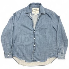 Frank Eileen Eileen Shirt Womens Small Distressed Famous Denim Chambray Blue