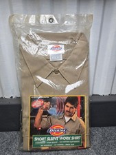 Vintage 1994 Dickies Short Sleeve Work Shirt XL Khaki Made in USA NWT Sealed Bag