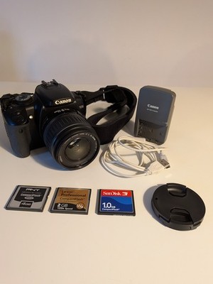 Canon EOS Rebel XTi DSLR Camera w/ EF-S 18-55mm Lens, Charger, CF Cards - Tested