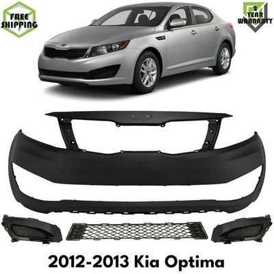 Front Bumper Cover Primed Plastic & Fog Lights Cover For 2012-2013 Kia Optima
