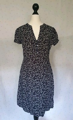Esprit Kleid Sommer Frühling Büro Business schwarz Weiß Blümchen  Gr.36 S 