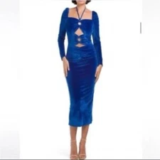 NEW Normella Dress in Crushed Velvet blue Torn by RONNY KOBO new years christmas