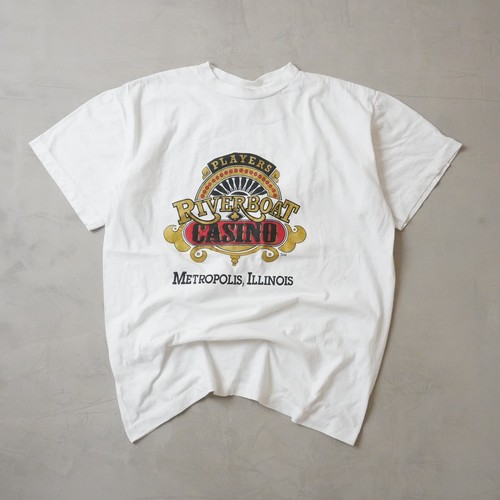Vintage Players Riverboat Casino Metropolis Illinois T-Shirt White Large Mens