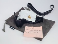 TP Black Leather Half Camera Case For PANASONIC LUMIX G7 + Matching Wrist Strap