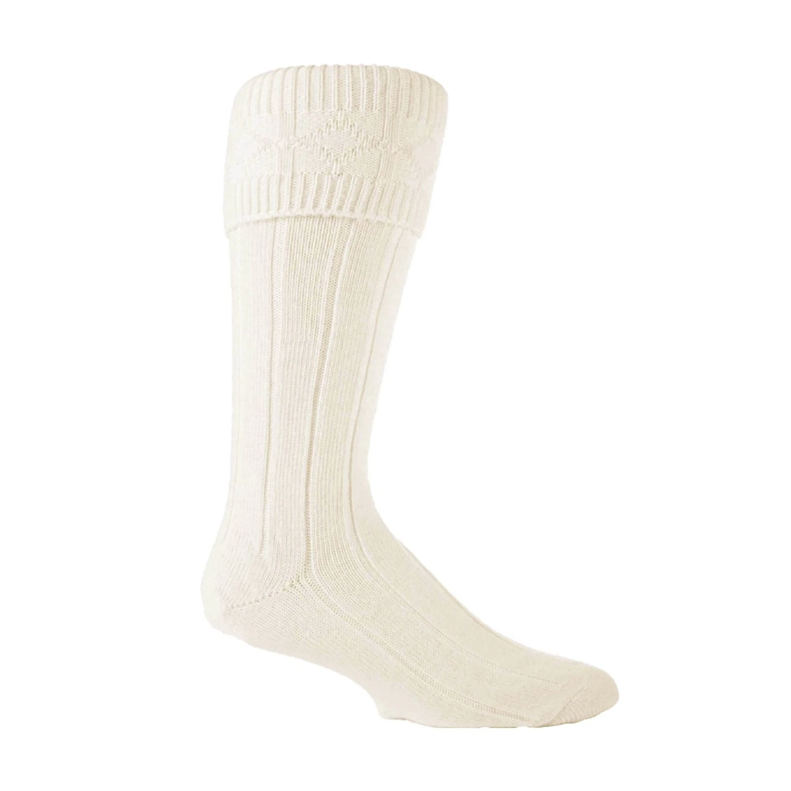 Mens Wool Long Kilt Socks by Sock Snob , Cream Knee High Boot Socks