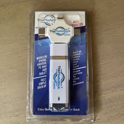 NEW ThePhotoStick Omni 64GB  Backup 30,000 Photos From iPhone, Android, PC, Mac